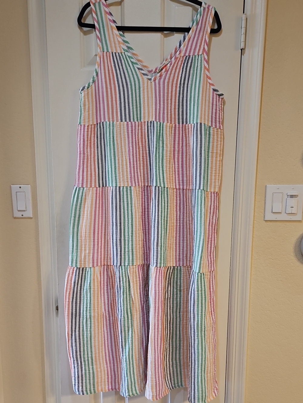 Marine Layer Pastel Striped Tiered Maxi Dress